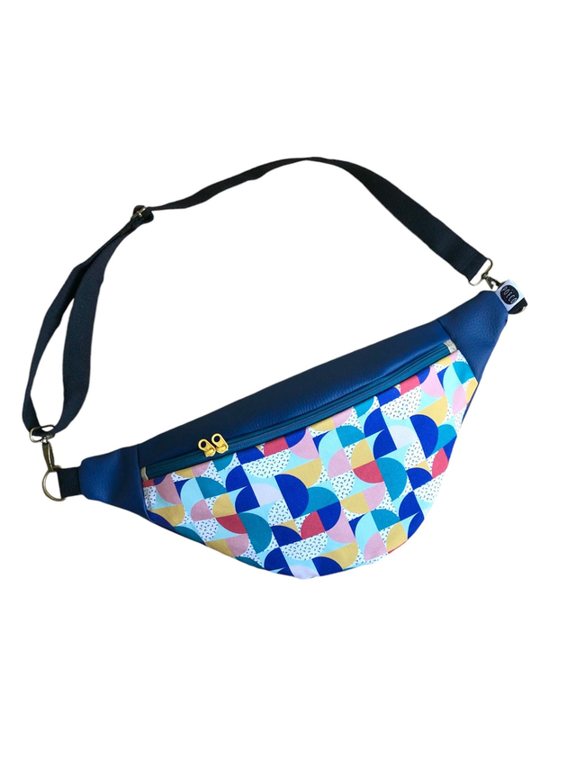 Sac Banane simili cuir - BAUHAUS -  bleu marine