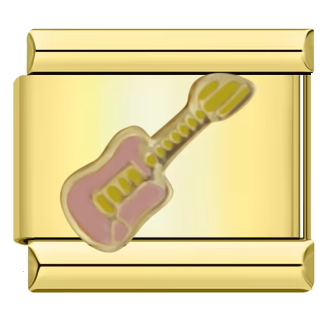 Charm Guitarra Rosa Dorado