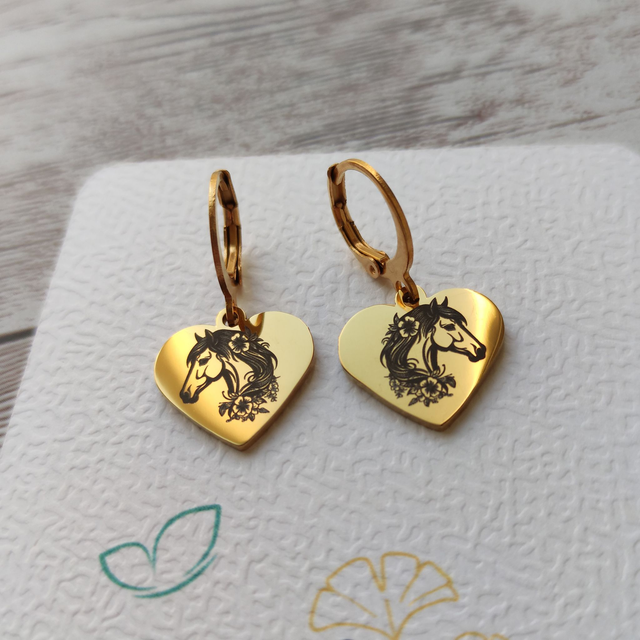 Boucles dormeuses Coeur Cheval Fleuri