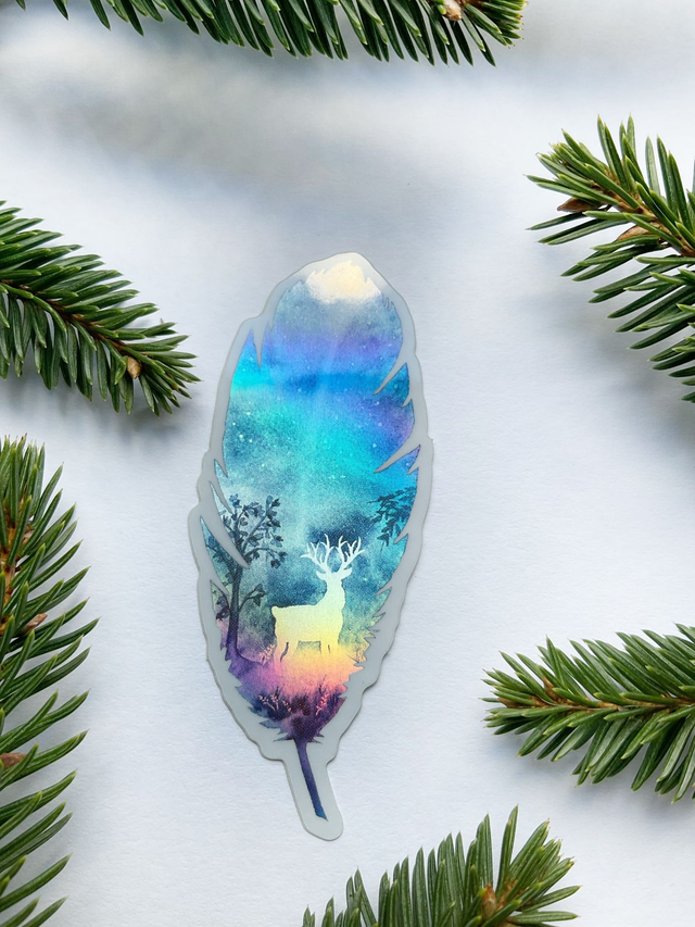 Sticker "Plume" holographique