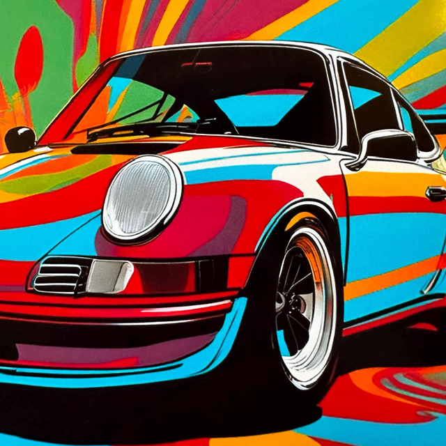 Porsche 911 Turbo Retro Pop Art Greeting Card – Car Enthusiast Gift, Bold & Colourful Design for Birthdays, or Any Occasion
