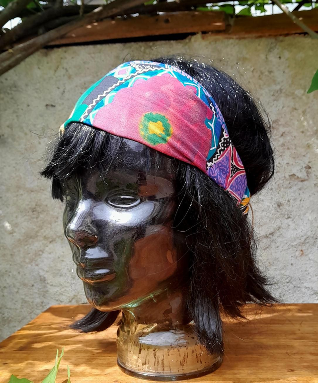 Bandeau plat fushia/multicolor