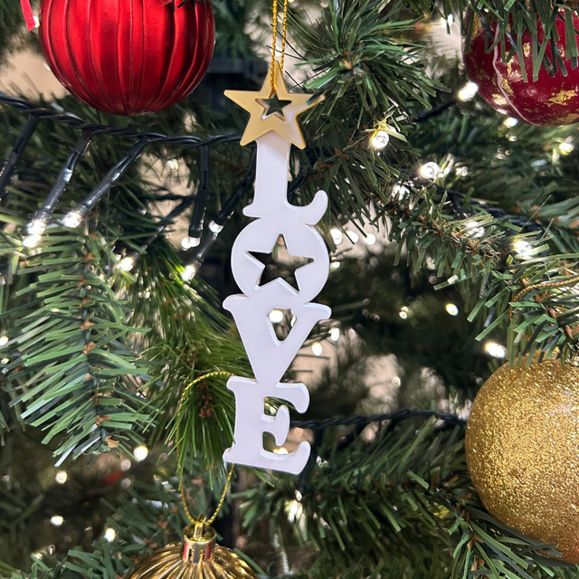 2 x Love Lettering Baubles (White &amp; Gold)