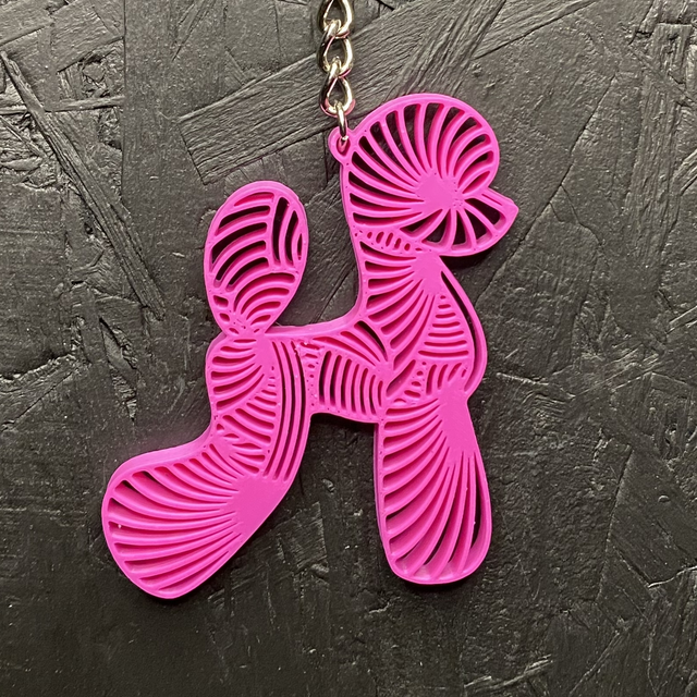3D - Keychain Poodle Asian Hot Pink