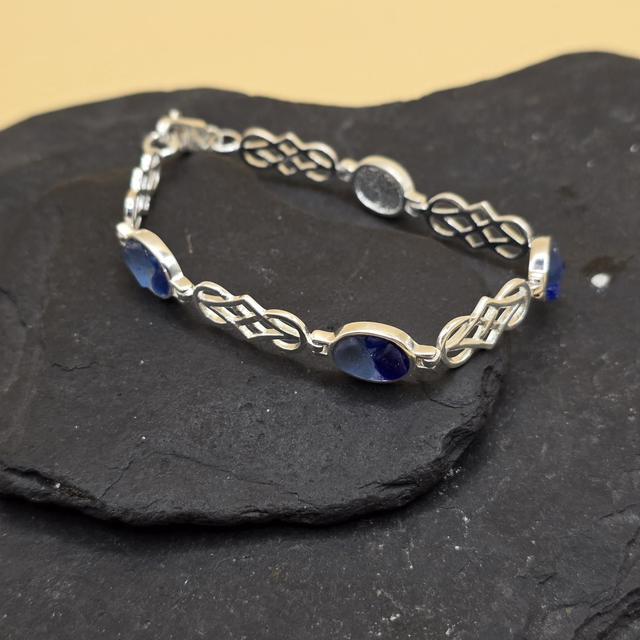 925 Celtic Scottish Seaglass Bracelet Sterling Silver