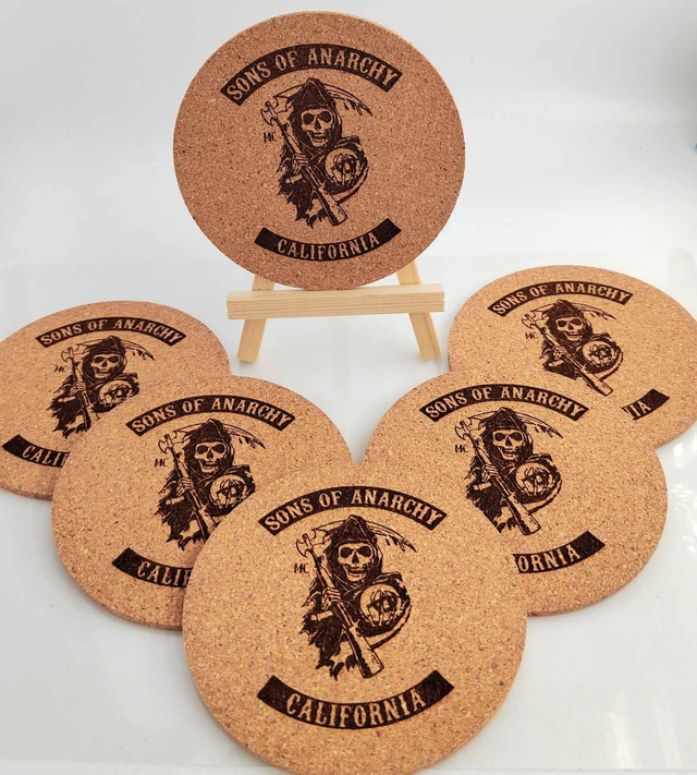 Lot de 6 dessous de verre en liège – Sons of Anarchy – Ø 10 cm