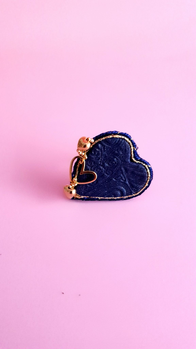 Bague Coups de coeur bleu nuit et doré