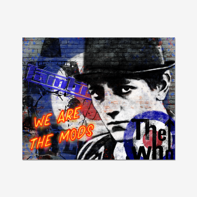 Graffiti Art Picture 'We are the Mods', inspired by the 1979 movie Quadrophenia, Mods and Lambretta scooters