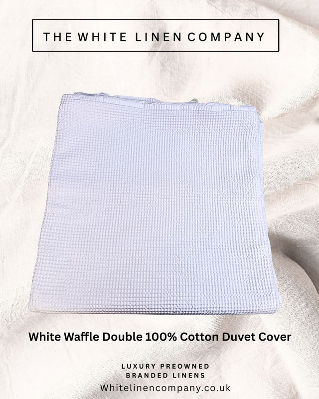 White Waffle Double 100% Cotton Duvet Cover