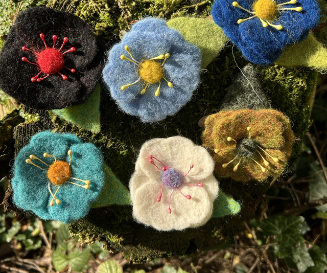 Needle Felt Flower Brooch