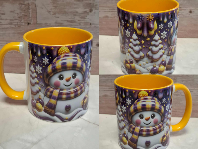 Mug jaune bonhomme de neige