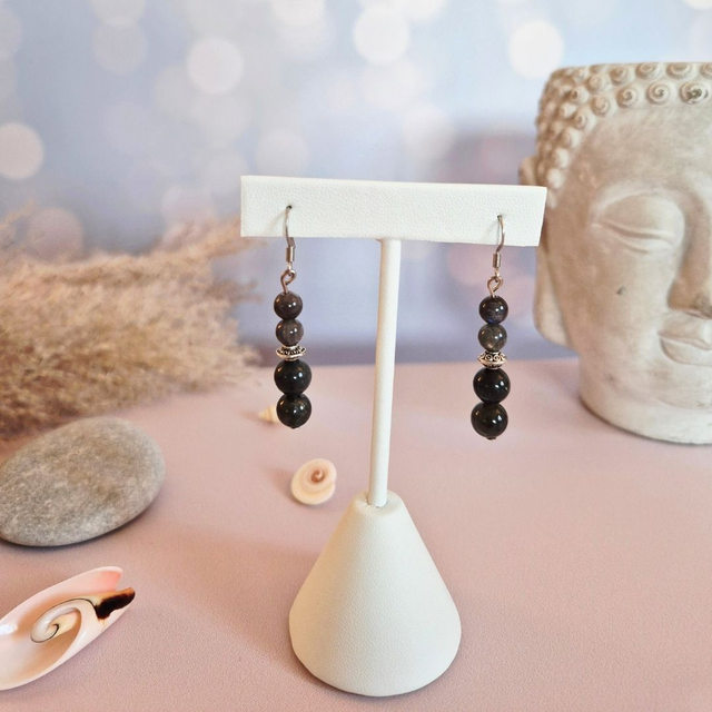 Boucles d’oreilles AURORA – Labradorite naturelle de Madagascar