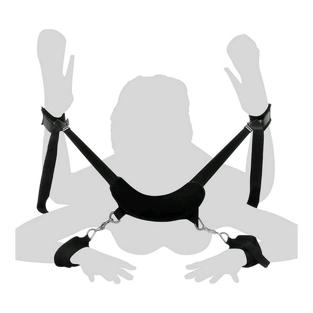 Arnés de 4 Esposas para Pecho, Muñecas y Tobillos - Negro