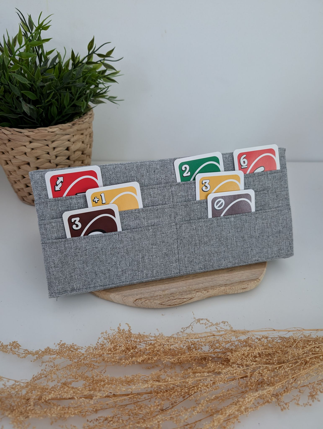 Porte-cartes de jeu modèle gris uni