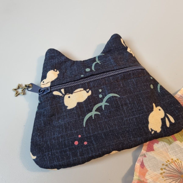 Porte-monnaie/cartes Chat "Kousagi" bleu marine