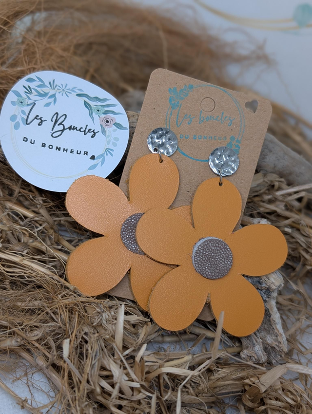 Boucles d&#039;oreilles Marguerite m105 orange