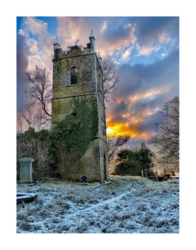 Emlaghfad Church, Ballymote, County Sligo on a frosty Morning. 5" x 7 " Blank Greeting card with envelope. includes postage to all of Ireland.

