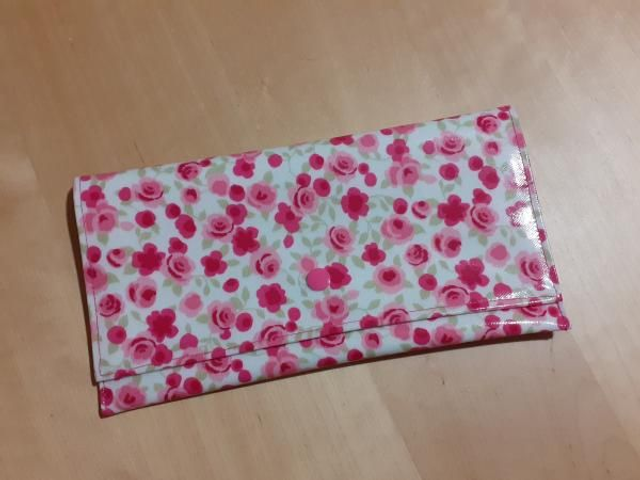 Grande pochette/trousse à docs en toile enduite 1 roses