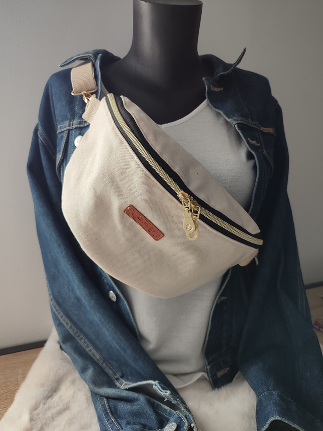 Sac banane en tissu demi natté ecru