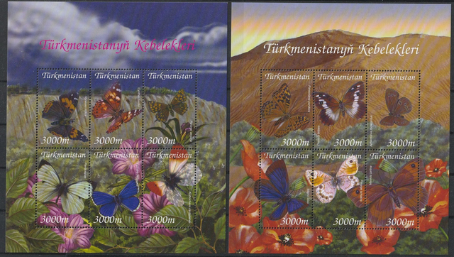 Turkmenistan 2002 Butterflies Sheets MNH