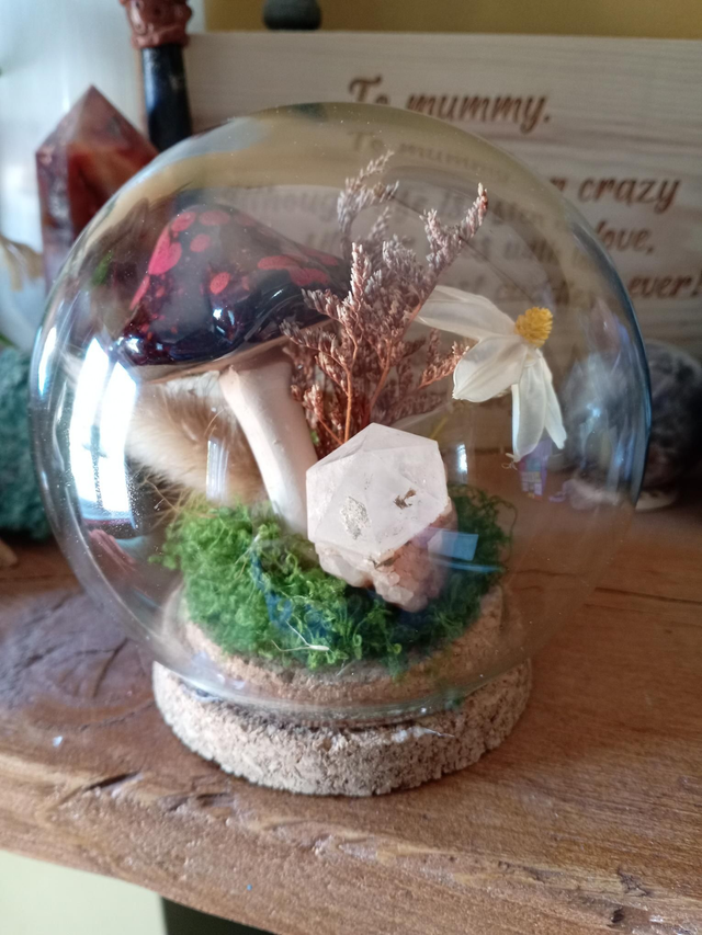 Pineapple Quartz, Flowers and Red Mushroom Orb