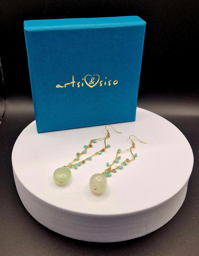 Aquamarine Beaded Crystal Earrings