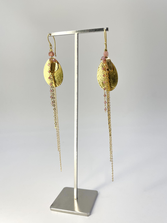 Boucles d&#039;oreilles &quot; Nepenthes &quot; tourmaline rose