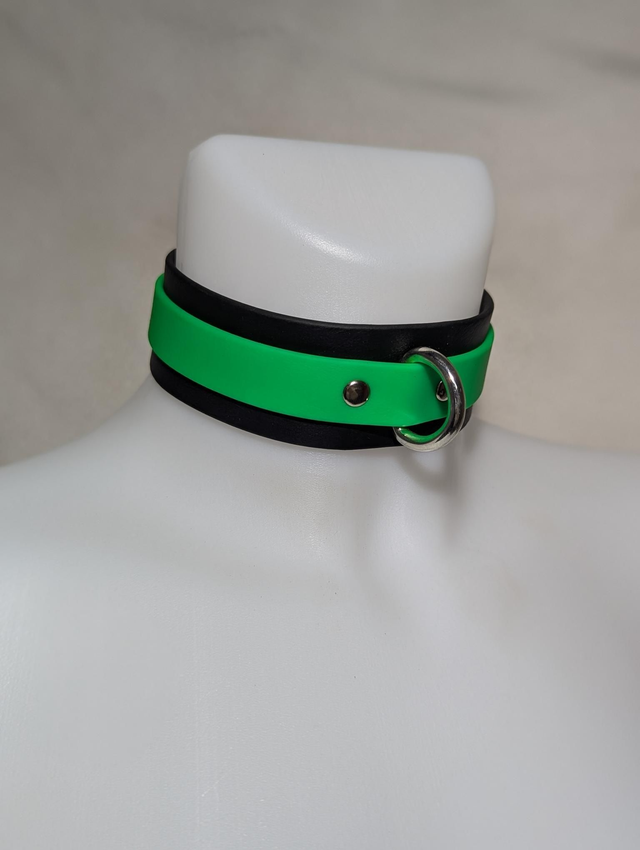 Collier "calliopé" vert néon 38mm en Biothane 🌱