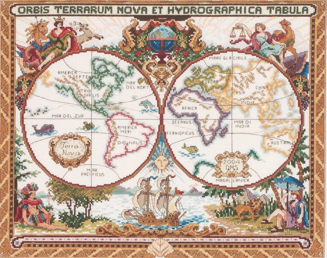 Janlynn 1-Piece Olde World Map Counted Cross Stitch Kit