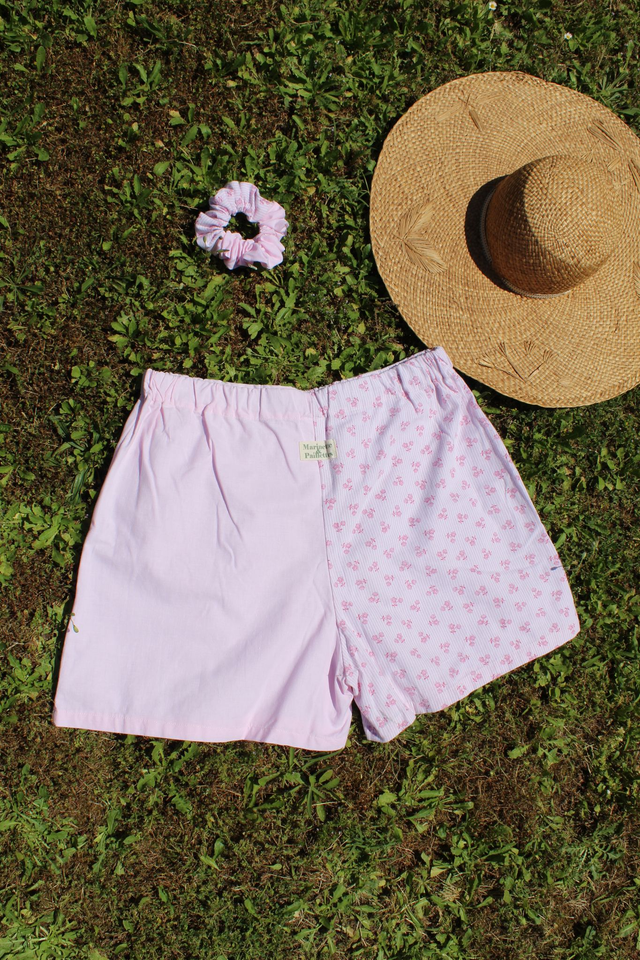 Short bicolore rayé fleurs - Taille 2