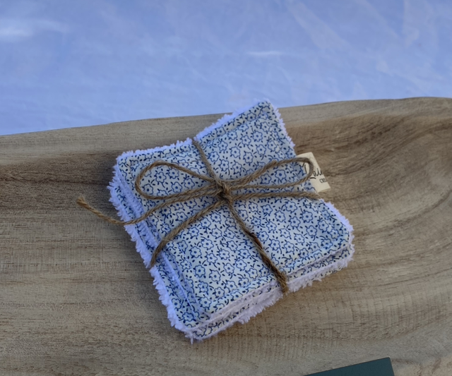 Lot de coton fleuris bleu