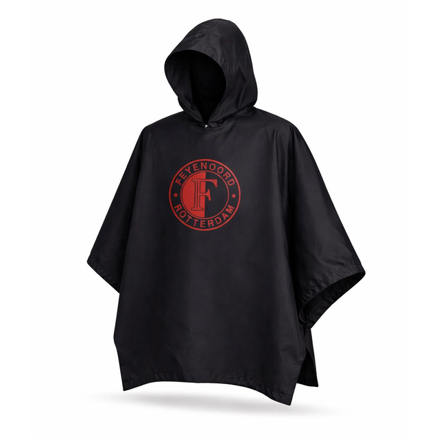 Feyenoord Kinder Regen Poncho - Rood Logo - 75 cm - zwart