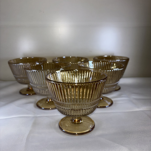 Ensemble de 6 coupelle en verre dorée 