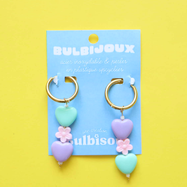 Boucles d'oreilles Coeur &amp; Fleur