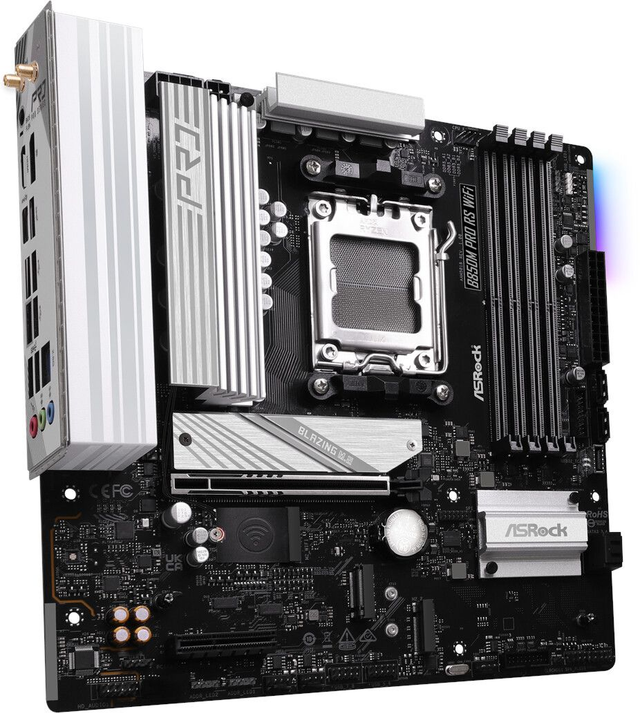02.2.0127 – Scheda Madre ASRock B850M Pro RS WiFi – Micro‑ATX professionale nera con WiFi 7 per Ryzen 7000/8000/9000