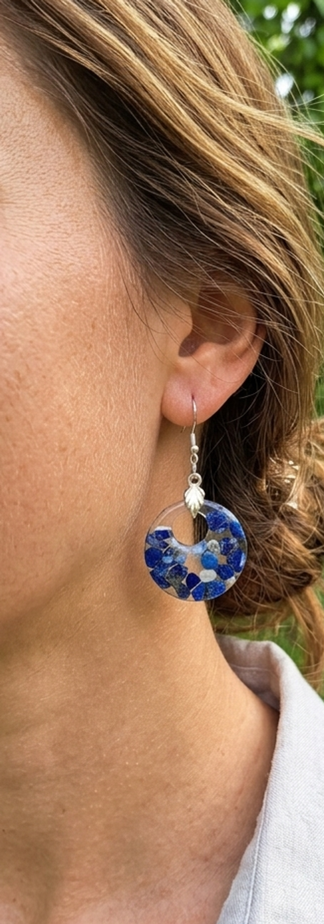 Boucles d'oreilles pendantes en argent 925 et pierres naturelles.