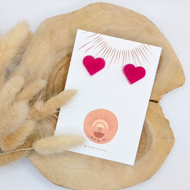 Petites boucles coeurs roses