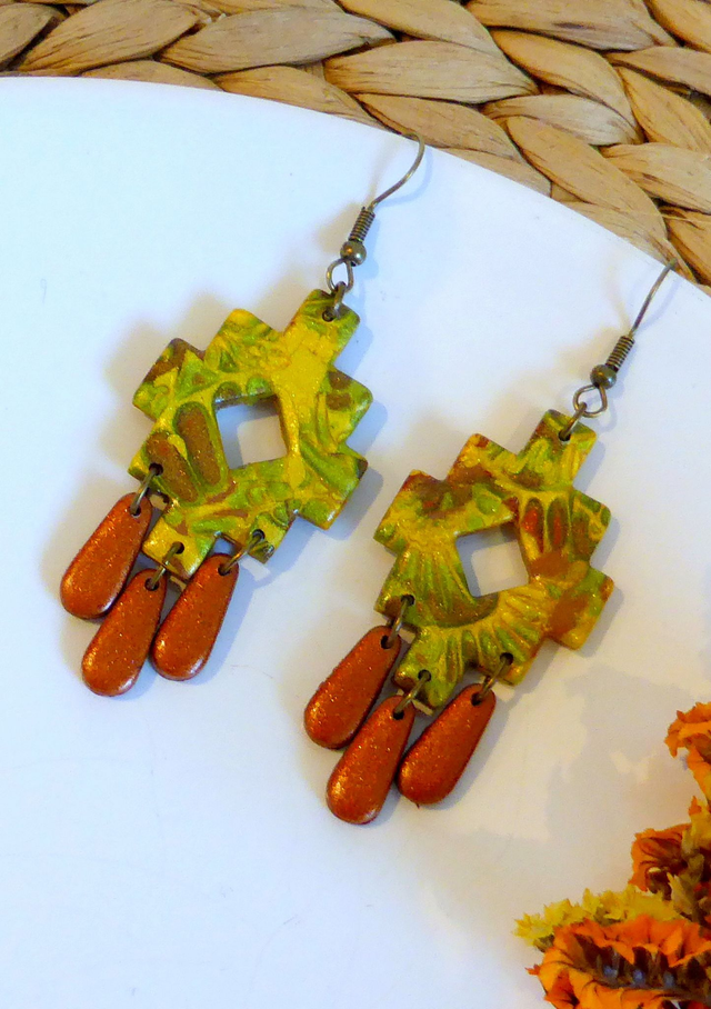 Boucles d'oreilles aztèques - Feuille de lumière