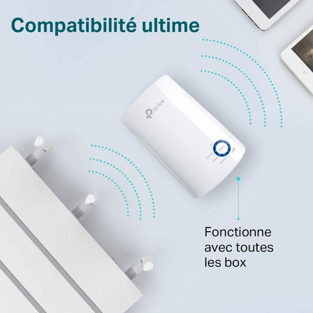 Répéteur WiFi TP-Link (TL-WA850RE), Amplificateur WiFi N300, couvre jusqu'à 90 ㎡