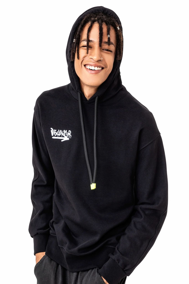 Disclaimer Felpa cappuccio con stampa logo sul retro