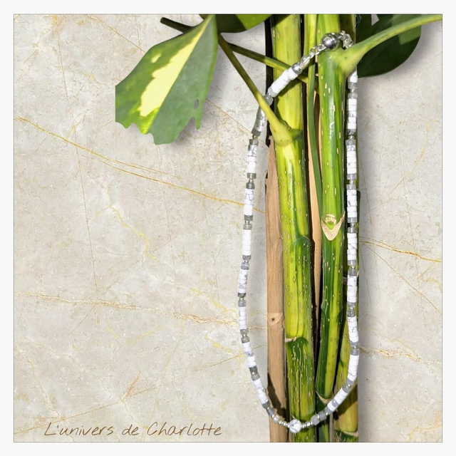 Collier &quot;Howlite &amp; Labradorite&quot; heichi CH-5