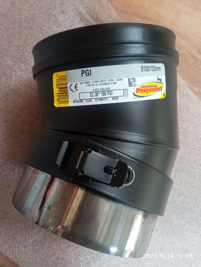 COUDE A 30° 100-150 PGI NOIR - 37100411 /9030