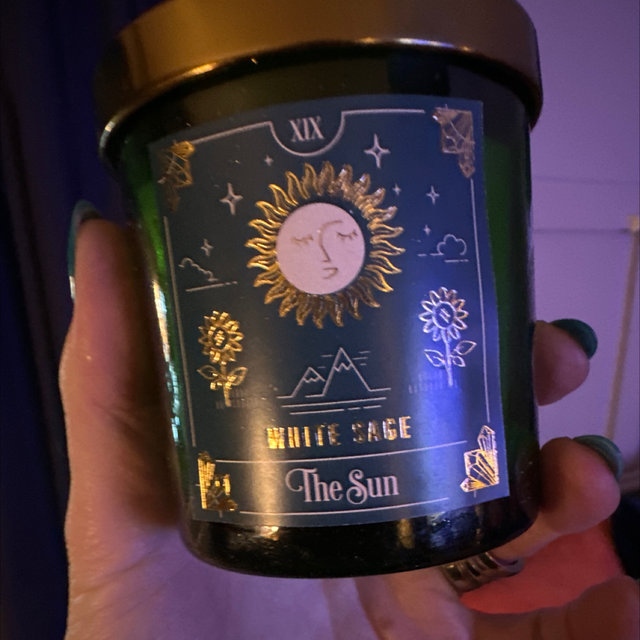 The Sun White Sage Tarot Candle 
