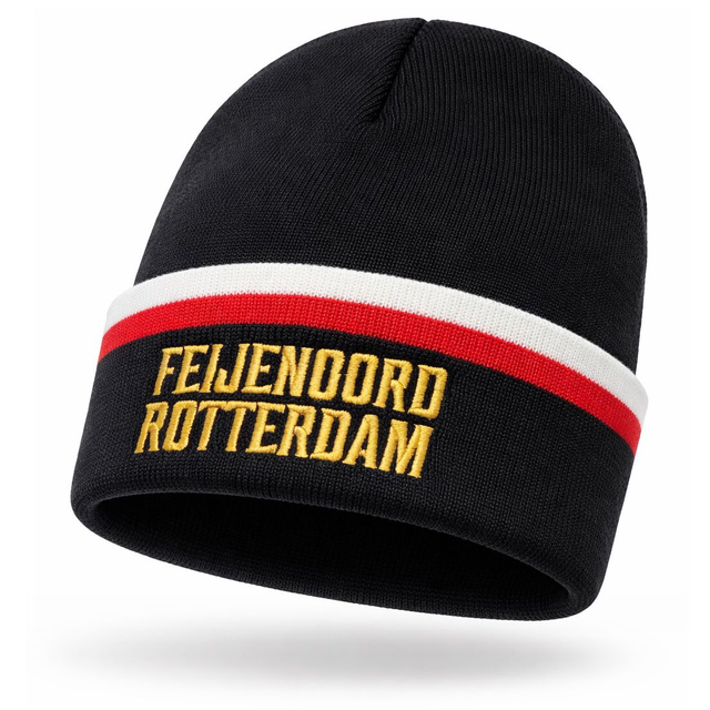 Feijenoord Rotterdam Muts - New Style Goud - Zwart met RW bies