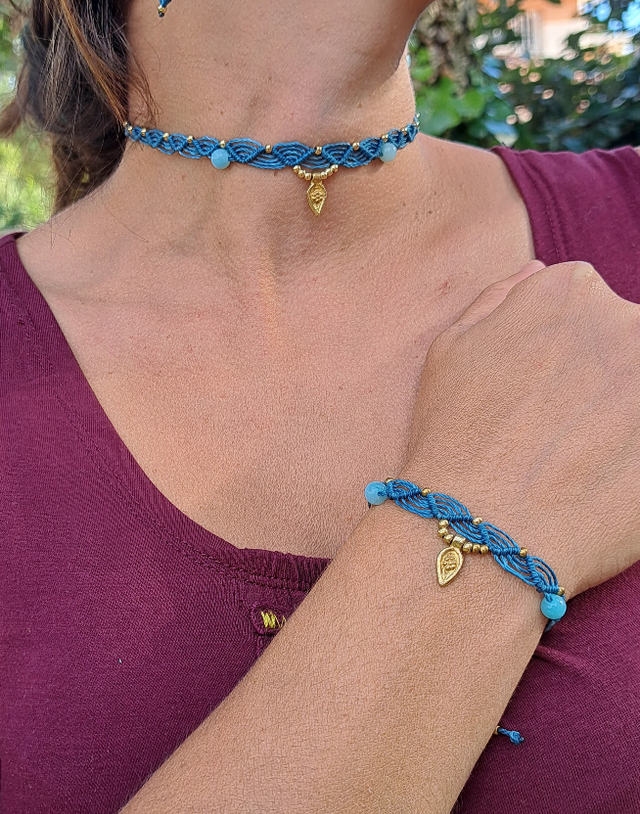 Kit 3 bijoux Débutant micro-macramé - Bijoux avec breloque indienne