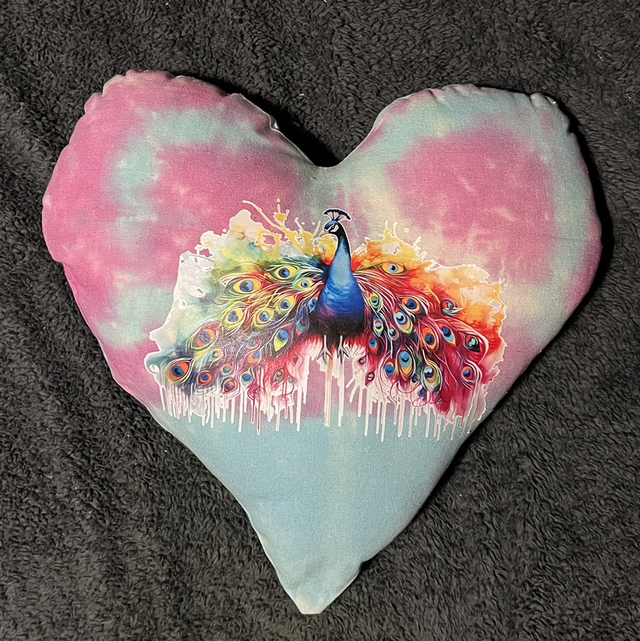 Hand Tie dye cushion with peacock 