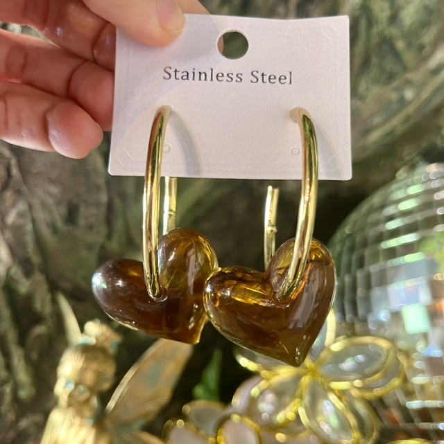 Boucles cœurs acier inoxydable 