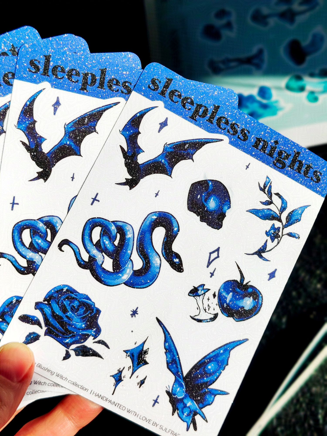 Sleepless Night Glitter Tiny Sticker Sheet