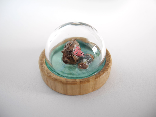 Snow monkey in a hot spring - miniature pendant for Japan enthusiasts