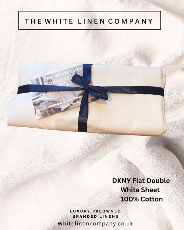 DKNY - Double FLAT SHEET White 100% cOTTON